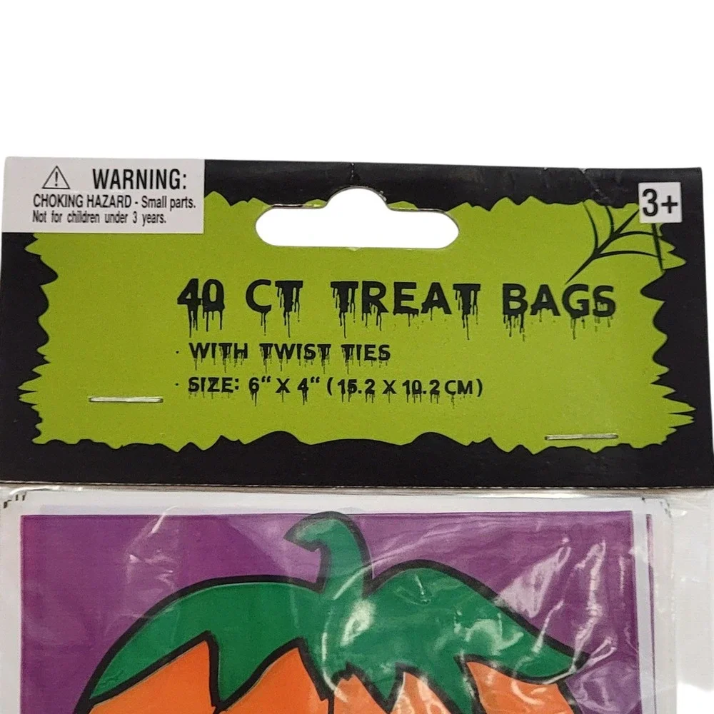 Halloween Jack O Lantern Treat Bags 40 Ct w/ Twist Ties Party Favors Pumpkin